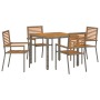 Conjunto de Comedor de Jardín  de 5 Piezas de Poliratán Gris y Acacia | Foro24.es | Tu tienda online para hogar, jardín y más Foro24.es