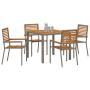 Conjunto de Comedor de Jardín  de 5 Piezas de Poliratán Gris y Acacia | Foro24.es | Tu tienda online para hogar, jardín y más Foro24.es