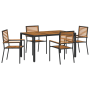 Juego de Comedor de Jardín de 5 Piezas Negro de Poliratán y Acacia de , Sillas de jardín - Ref: Foro24-3365438, Precio: 391,7...