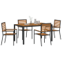 Juego de Comedor de Jardín de 5 Piezas Negro de Poliratán y Acacia de , Sillas de jardín - Ref: Foro24-3365438, Precio: 391,7...