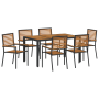 Juego de Comedor de Jardín de 7 Piezas Ratan Polipropileno Negro Acacia de , Sillas de jardín - Ref: Foro24-3365440, Precio: ...