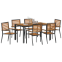 Juego de Comedor de Jardín de 7 Piezas Ratan Polipropileno Negro Acacia de , Sillas de jardín - Ref: Foro24-3365440, Precio: ...