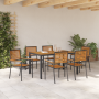 Juego de Comedor de Jardín de 7 Piezas Ratan Polipropileno Negro Acacia de , Sillas de jardín - Ref: Foro24-3365440, Precio: ...