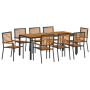 Juego de Comedor de Jardín  de 9 Piezas de Ratan Poliéster Negro Acacia | Foro24.es | Tu tienda online para hogar, jardín y más Foro24.es