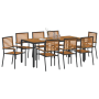 Juego de Comedor de Jardín  de 9 Piezas de Ratan Poliéster Negro Acacia | Foro24.es | Tu tienda online para hogar, jardín y más Foro24.es