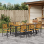 Juego de Comedor de Jardín  de 9 Piezas de Ratan Poliéster Negro Acacia | Foro24.es | Tu tienda online para hogar, jardín y más Foro24.es