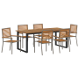 Juego de Comedor de Jardín de 7 Piezas Gris de Polirratán Acacia de , Sillas de jardín - Ref: Foro24-3365467, Precio: 595,43 €