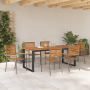 Juego de Comedor de Jardín de 7 Piezas Gris de Polirratán Acacia de , Sillas de jardín - Ref: Foro24-3365467, Precio: 595,43 €