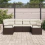 Conjunto de sofá de jardín 6 pcs Marrón Poliratán