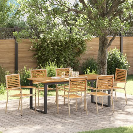 Juego de Comedor de Jardín de 7 Piezas Beige Poliratán Acacia de , Sillas de jardín - Ref: Foro24-3365468, Precio: 593,64 €