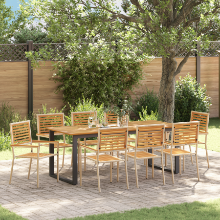Juego de Comedor de Jardín de 9 Piezas Beige de Polirratan y Acacia de , Sillas de jardín - Ref: Foro24-3365471, Precio: 707,...