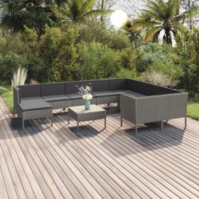 11-piece garden furniture set and gray synthetic rattan cushions by vidaXL, Garden sets - Ref: Foro24-3094506, Price: 901,23 ...