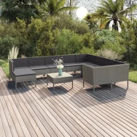 11-teiliges Gartenmöbel-Set und graue synthetische Rattankissen von vidaXL, Gartensets - Ref: Foro24-3094506, Preis: 886,86 €...