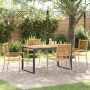 Conjunto de Comedor Jardín de 5 Piezas Beige Poly Rattan Acacia de , Sillas de jardín - Ref: Foro24-3365474, Precio: 452,98 €