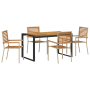 Conjunto de Comedor Jardín de 5 Piezas Beige Poly Rattan Acacia de , Sillas de jardín - Ref: Foro24-3365474, Precio: 452,98 €