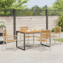 Conjunto de Comedor Jardín de 5 Piezas Beige Poly Rattan Acacia de , Sillas de jardín - Ref: Foro24-3365474, Precio: 452,98 €