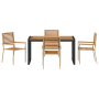 Conjunto de Comedor Jardín de 5 Piezas Beige Poly Rattan Acacia de , Sillas de jardín - Ref: Foro24-3365474, Precio: 452,98 €