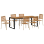 Juego de Comedor de Jardín de 7 Piezas Beige Polyratán Acacia de , Sillas de jardín - Ref: Foro24-3365486, Precio: 627,63 €