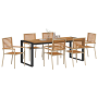 Juego de Comedor de Jardín de 7 Piezas Beige Polyratán Acacia de , Sillas de jardín - Ref: Foro24-3365486, Precio: 627,63 €