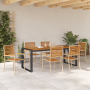 Juego de Comedor de Jardín de 7 Piezas Beige Polyratán Acacia de , Sillas de jardín - Ref: Foro24-3365486, Precio: 627,63 €