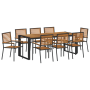 Juego de Comedor de Jardín de 9 Piezas Negro de Polirratán y Acacia de , Sillas de jardín - Ref: Foro24-3365487, Precio: 734,...