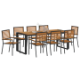 Juego de Comedor de Jardín de 9 Piezas Negro de Polirratán y Acacia de , Sillas de jardín - Ref: Foro24-3365487, Precio: 734,...