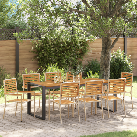 Juego de Comedor de Jardín de 9 Piezas Beige Poliratán Acacia de , Sillas de jardín - Ref: Foro24-3365489, Precio: 743,77 €, ...