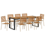 Juego de Comedor de Jardín de 9 Piezas Beige Poliratán Acacia de , Sillas de jardín - Ref: Foro24-3365489, Precio: 743,77 €, ...