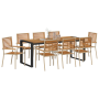 Juego de Comedor de Jardín de 9 Piezas Beige Poliratán Acacia de , Sillas de jardín - Ref: Foro24-3365489, Precio: 743,77 €, ...