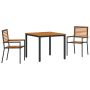 Juego de Comedor de Jardín de 3 Piezas de Ratán Sintético Negro y Acacia de , Sillas de jardín - Ref: Foro24-3365490, Precio:...