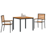 Juego de Comedor de Jardín de 3 Piezas de Ratán Sintético Negro y Acacia de , Sillas de jardín - Ref: Foro24-3365490, Precio:...