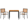 Juego de Comedor de Jardín de 3 Piezas de Ratán Sintético Negro y Acacia de , Sillas de jardín - Ref: Foro24-3365490, Precio:...