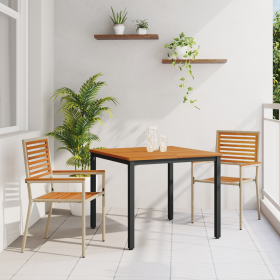 Comedor de Jardín de 3 Piezas en Ratán Poli Beige y Acacia de , Sillas de jardín - Ref: Foro24-3365492, Precio: 249,27 €