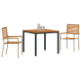 Comedor de Jardín de 3 Piezas en Ratán Poli Beige y Acacia de , Sillas de jardín - Ref: Foro24-3365492, Precio: 249,27 €