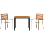 Comedor de Jardín de 3 Piezas en Ratán Poli Beige y Acacia de , Sillas de jardín - Ref: Foro24-3365492, Precio: 249,27 €