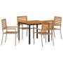 Juego de comedor de jardín de 5 piezas Ratán de poliéster Beige Acacia de , Sillas de jardín - Ref: Foro24-3365495, Precio: 3...