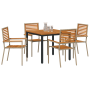 Juego de comedor de jardín de 5 piezas Ratán de poliéster Beige Acacia de , Sillas de jardín - Ref: Foro24-3365495, Precio: 3...