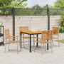 Juego de comedor de jardín de 5 piezas Ratán de poliéster Beige Acacia de , Sillas de jardín - Ref: Foro24-3365495, Precio: 3...