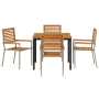 Juego de comedor de jardín de 5 piezas Ratán de poliéster Beige Acacia de , Sillas de jardín - Ref: Foro24-3365495, Precio: 3...