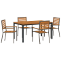 Juego de Comedor de Jardín de 5 Piezas Gris de Polirratán Acacia | Foro24.es | Tu tienda online para hogar, jardín y más Foro24.es