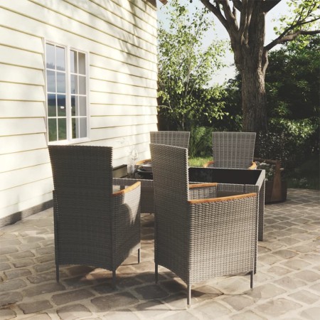 Garten Esstischgarnitur 5 tlg. und Kissen Kunststoff Rattan grau von vidaXL, Gartensets - Ref: Foro24-3094935, Preis: 451,49 ...