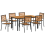 Set de Comedor de Jardín de 7 Piezas en Polirratán Negro y Acacia | Foro24.es | Tu tienda online para hogar, jardín y más Foro24.es