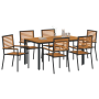 Set de Comedor de Jardín de 7 Piezas en Polirratán Negro y Acacia | Foro24.es | Tu tienda online para hogar, jardín y más Foro24.es