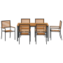 Set de Comedor de Jardín de 7 Piezas en Polirratán Negro y Acacia | Foro24.es | Tu tienda online para hogar, jardín y más Foro24.es