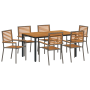 Juego de Comedor de Jardín  de 7 piezas Gris Poliratan Acacia | Foro24.es | Tu tienda online para hogar, jardín y más Foro24.es