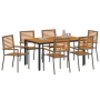 Juego de Comedor de Jardín  de 7 piezas Gris Poliratan Acacia | Foro24.es | Tu tienda online para hogar, jardín y más Foro24.es