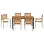 Juego de Comedor de Jardín de 7 Piezas Beige Poly Rattan Acacia de , Sillas de jardín - Ref: Foro24-3365501, Precio: 518,80 €