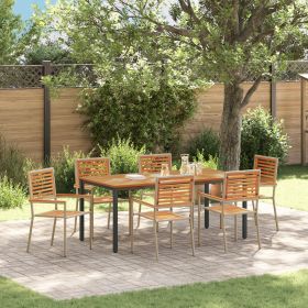 Conjunto de Comedor de Jardín de 7 piezas Beige de Polirratán