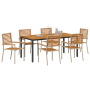 Conjunto de Comedor de Jardín de 7 piezas Beige de Polirratán