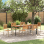 Juego de Comedor de Jardín de 7 Piezas Acacia Beige Poly Rattan de , Sillas de jardín - Ref: Foro24-3365507, Precio: 571,04 €